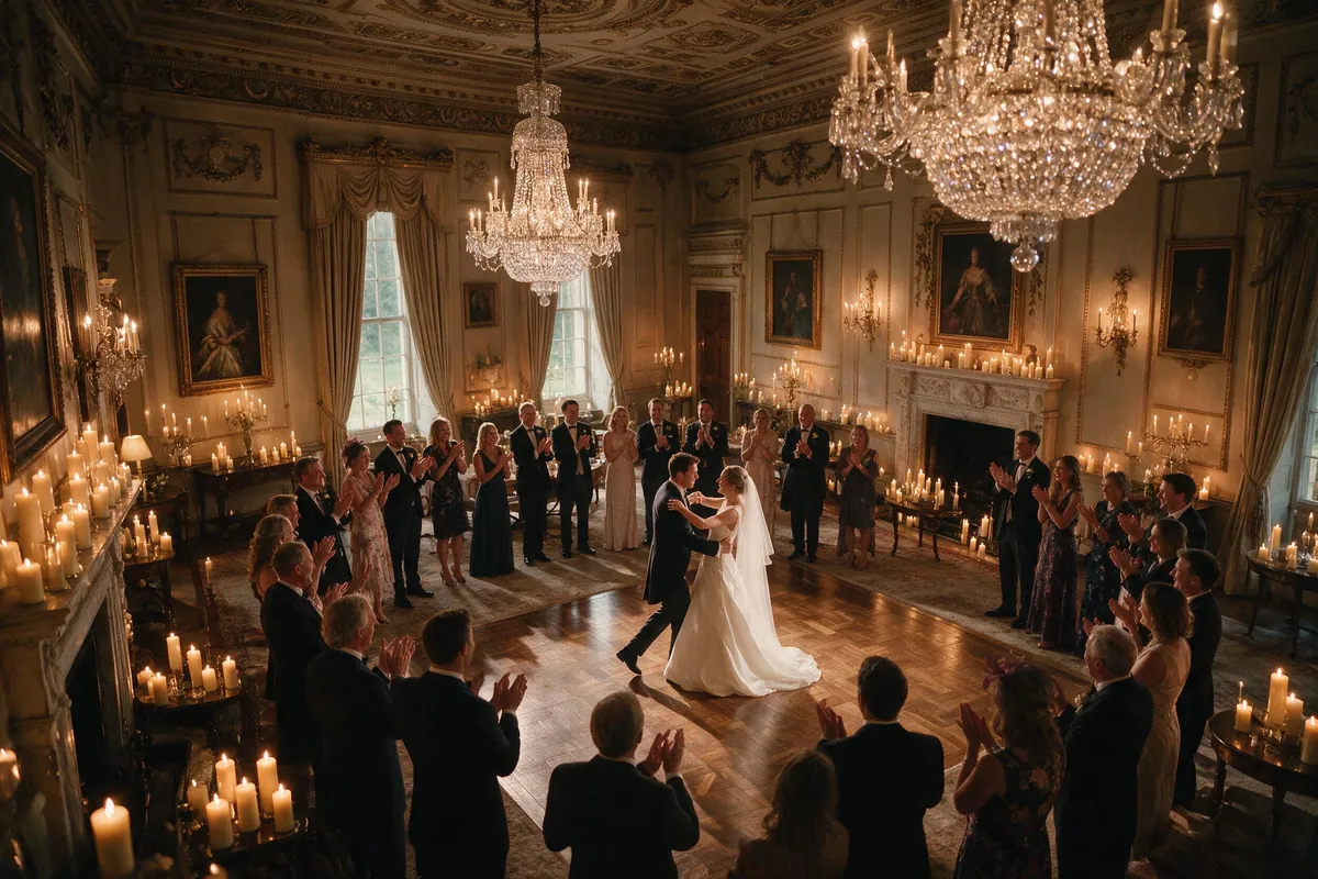 The first dance in the candlelit saloon
